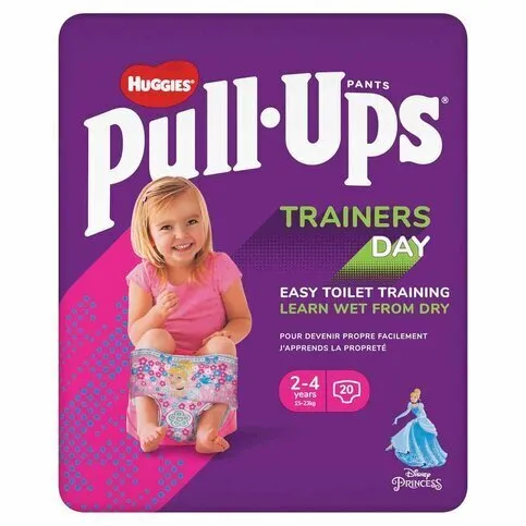 Huggies Pull-Ups Trainers Day, Girl, Size 2-4 Years, Nappy Size 5-6+, 20 Big Kid Training Pants