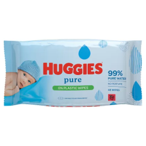 Huggies® Pure 0% Plastic Baby Wipes - Single Pack (48 Wipes)