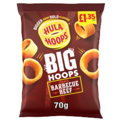 HULA HOOPS BIG HOOP BBQ BEEF PM£1.35 70G