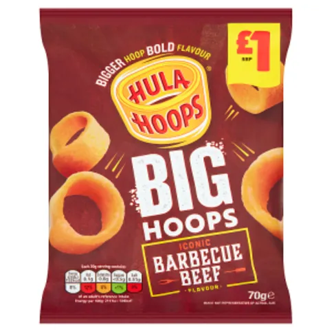 Hula Hoops Big Hoops BBQ Beef Crisps 70g £1 PMP