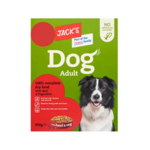 Jack's 100% Complete Dry Food with Beef & Vegetables Adult Dog Food 950g