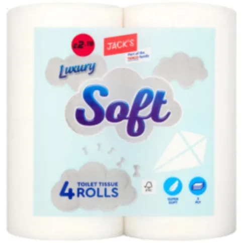 Jacks Luxury Soft Toilet Tissue Rolls 4 Pack