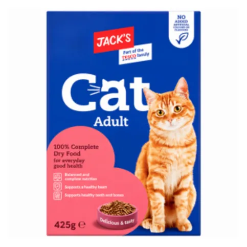 Jack’s Cat Adult 100% Complete Dry Food with Herring & Vegetables 425g