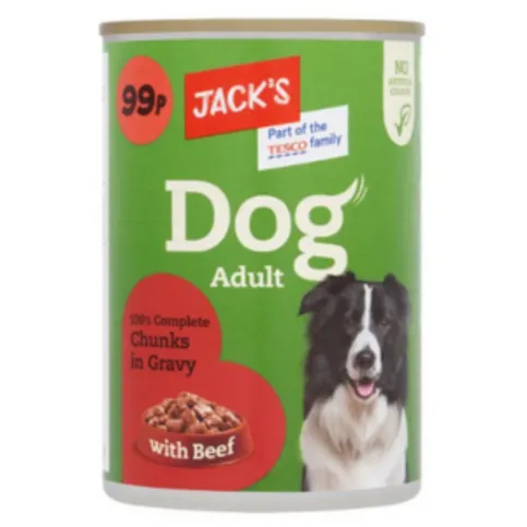 Jack's Dog Adult 100% Complete Chunks in Gravy with Beef 415g
