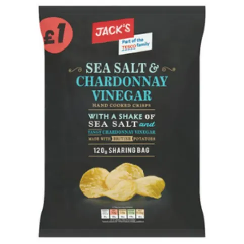 Jack's Sea Salt & Chardonnay Vinegar Hand Cooked Crisps 120g