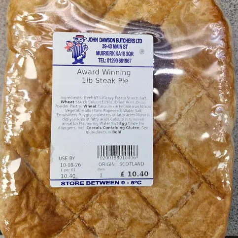 John Dawson Butchers 1lb Steak Pie