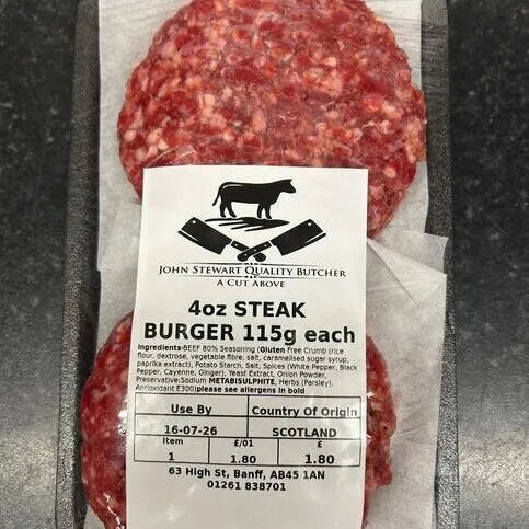 JOHN STEWART - 4 STEAK BURGER 115G EACH