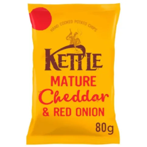 Kettle Mature Cheddar & Red Onion Potato Chips 80g