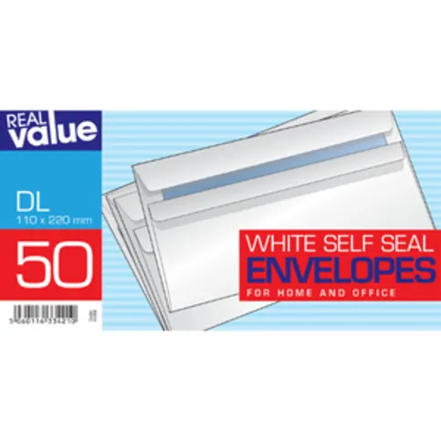 White Self Seal Envelopes 50 Pack