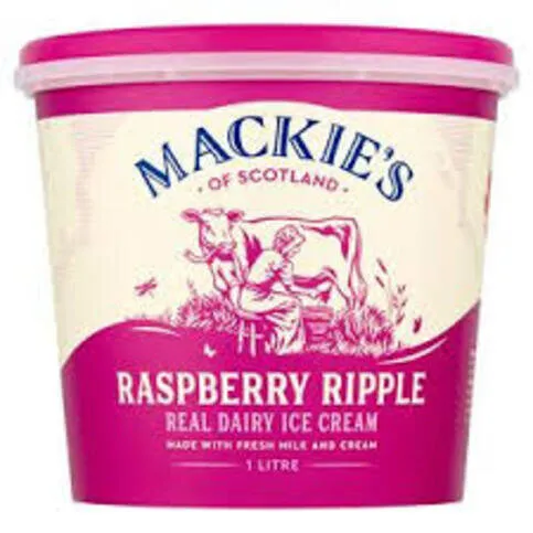 Mackie's of Scotland - Raspberry Ripple Real Dairy Ice Cream, 1L tub