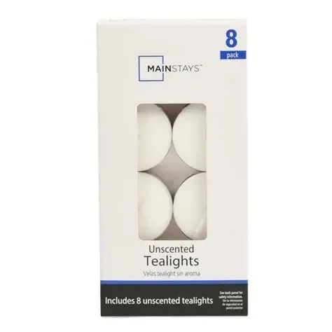 Mainstays Unscented Tealights 8 x 12pk 