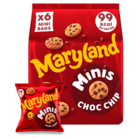 Maryland Minis Choc Chip Cookies 6 Mini Bags 118.8g