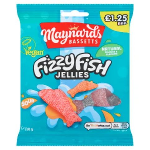 Maynards Bassetts Fizzy Fish Jellies 110g  [HANGING BAG ]
