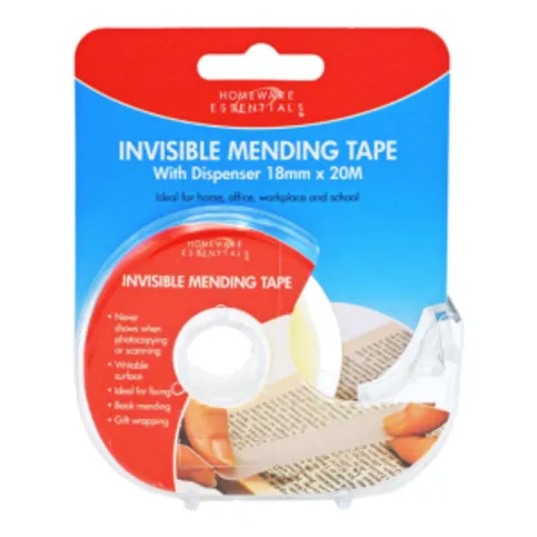 Homeware Essentials Invisible Mending Tape With Dispenser 18mm x 20m