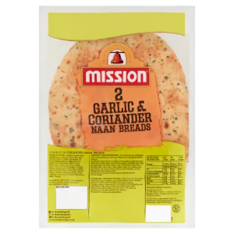 Mission Garlic & Coriander Naan Breads 2 Pack