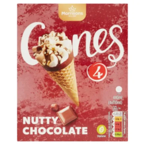 Morrisons 4 Chocolate & Nut Ice Cream Cones 440g