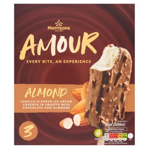 Morrisons Milk Chocolate Almond Amour Sticks 3x110ml