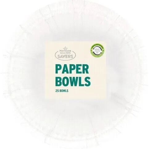 Morrisons Savers White Paper Bowl 25 Pack