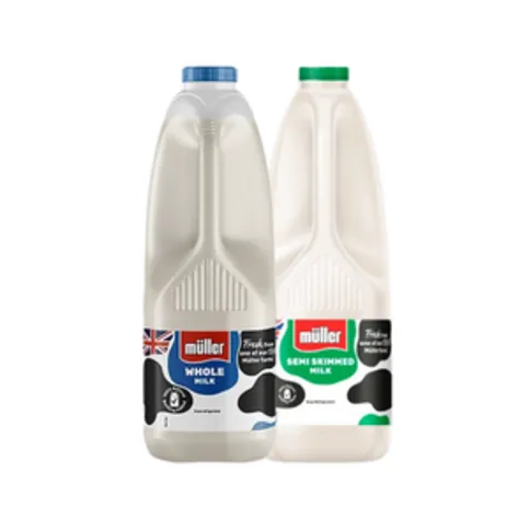Muller Milk Whole or Semi Skimmed 2L