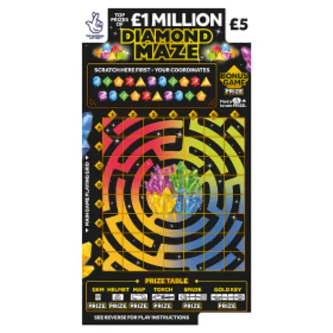National Lottery £5 £1,000,000 Diamond Maze Scratchcard Game