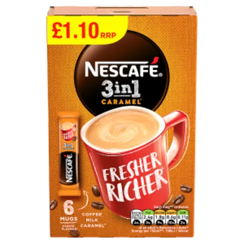 Nescafe 3in1 Caramel Instant Coffee Sachets 6 x 17g