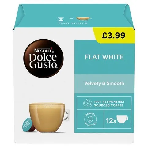 NESCAFE DOLCE GUSTO FLAT WHITE PM£3.99 12 CAPS