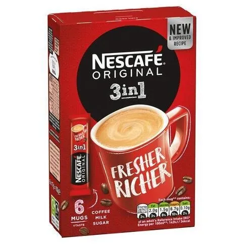 Nescafe 3in1 Instant Coffee Sachets 6 x 17g