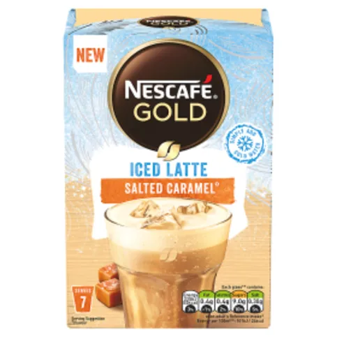 Nescafe Gold Iced Salted Caramel Latte Instant Coffee 7 x 14.5g Sachets