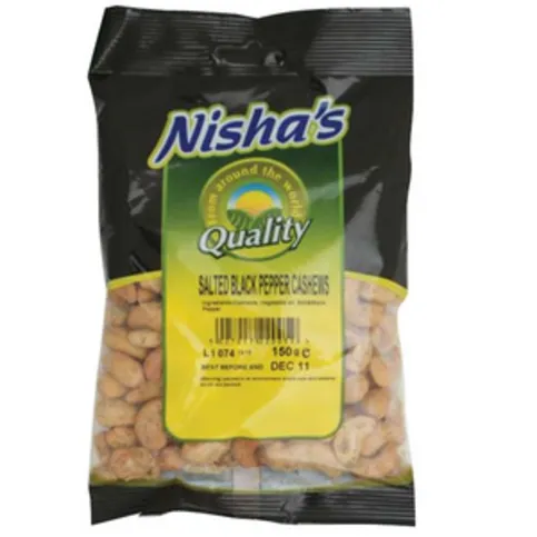 Nisha's Salted Black Pepper Cashews 150g