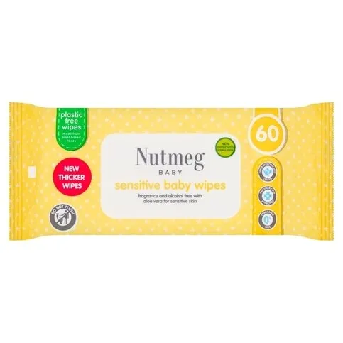 Nutmeg Sensitive Baby Wipe 60 Pack