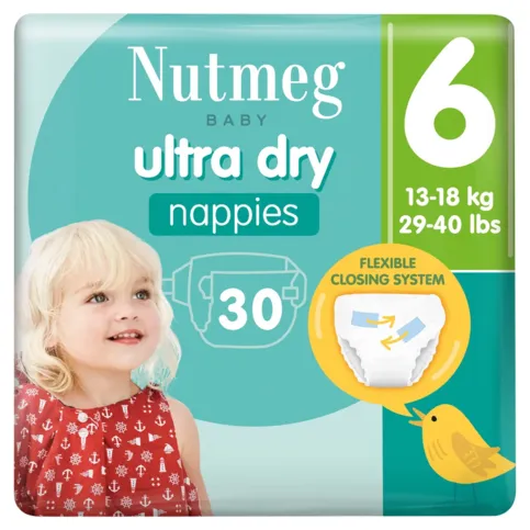 Nutmeg Ultra Dry Size 6 Nappies