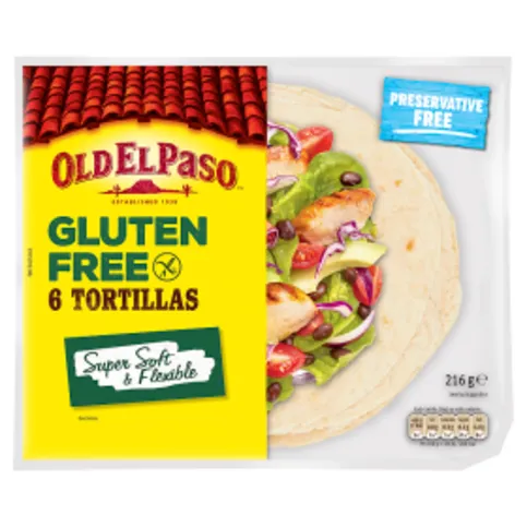 Old El Paso Gluten Free Regular Original Tortillas 6 Pack 216g