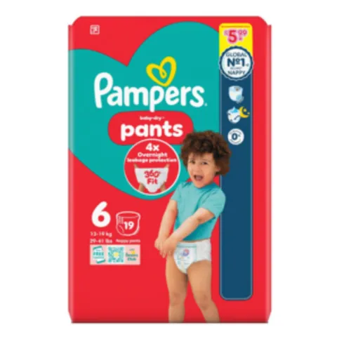 Pampers Baby-Dry Nappy Pants Size 6, 19 Nappies