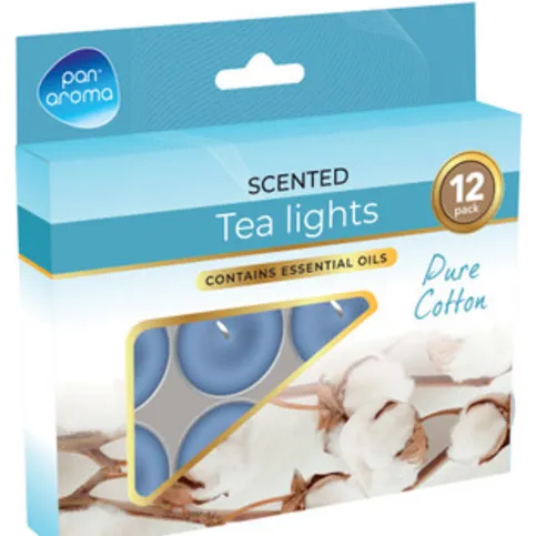 Pan Aroma Tea Lights Pure Cotton 12 Pack