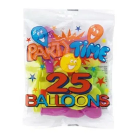 Party Time Balloons Neon Colours 25 Pack