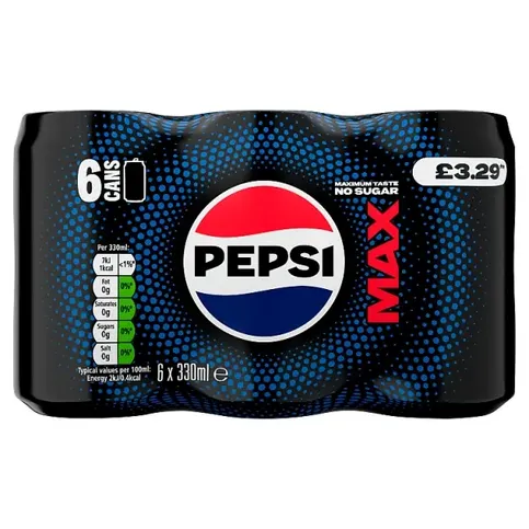PEPSI MAX 6PK CANS PM£3.29 (6X330ML)