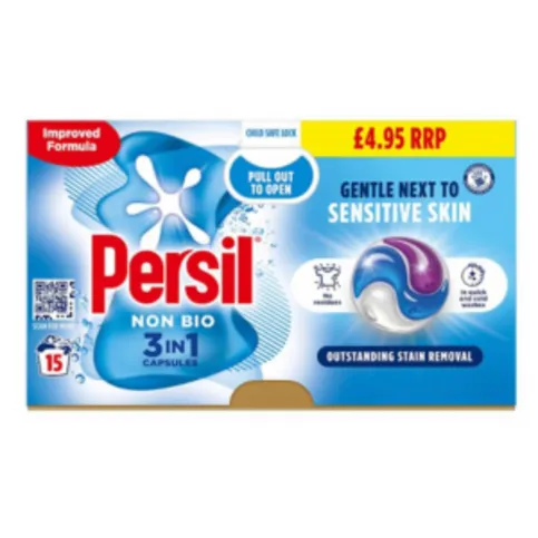 Persil 3 in 1 Washing Capsules Non Bio 15 Washes - Laundry