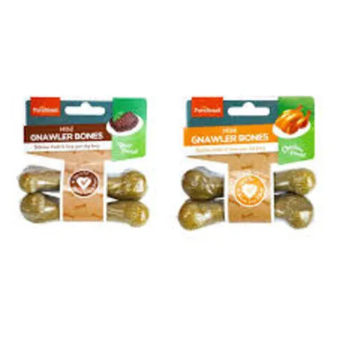 Pet Dog Treats Mini Gnawler Bones Pack of 2