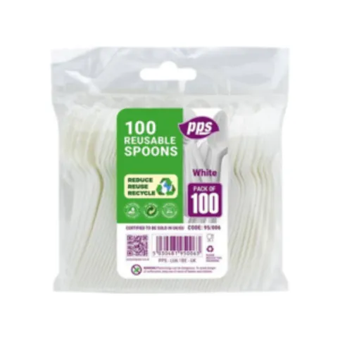 Plastic White Cutlery Spoons 100 Pack