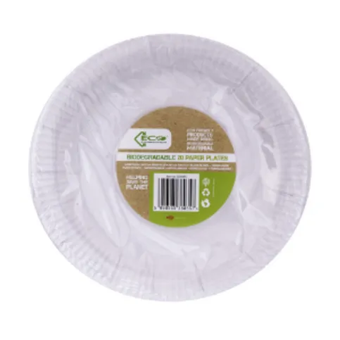 Eco Connection White Paper Plates 9" 20 Pack