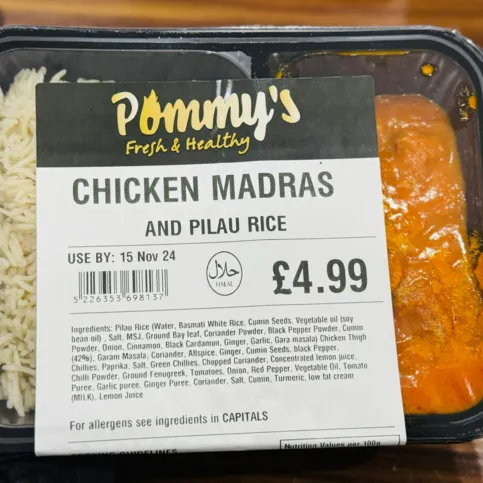 Pommy's Chicken Madras and Pilau Rice