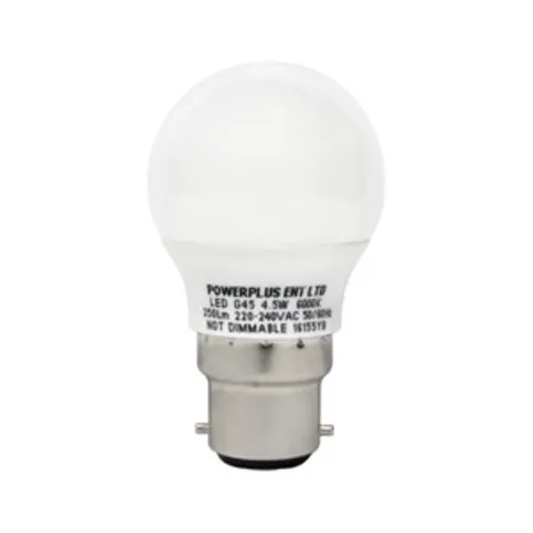 Power Plus 60W G45 Round Bulb CapB15