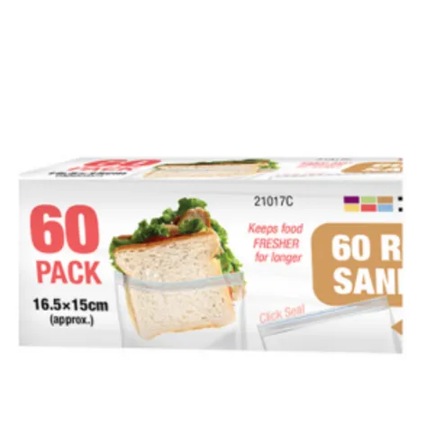 Prima 60pk Zipper Sandiwch Bags 16.5 x 15cm