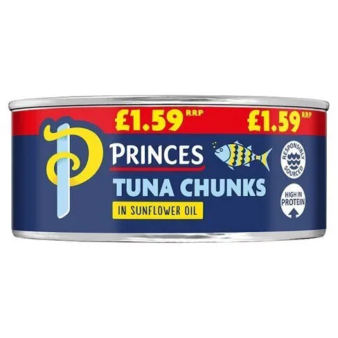 PRINCES TUNA CHUNKS IN SUNFLOWER OIL PM£1.59 145G