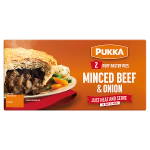 Pukka 2 Puff Pastry Pies Minced Beef & Onion
