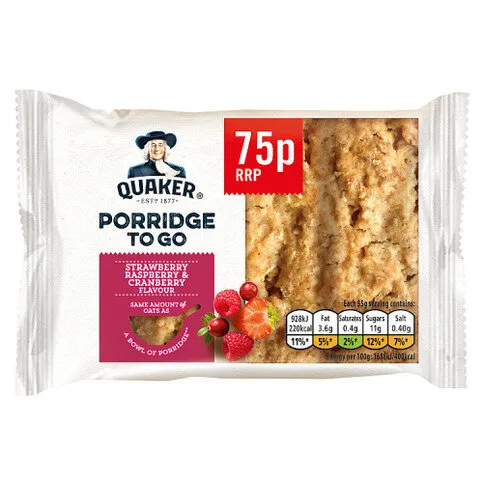 Quaker Porridge To Go Mixed Berries Breakfast Bar 55g