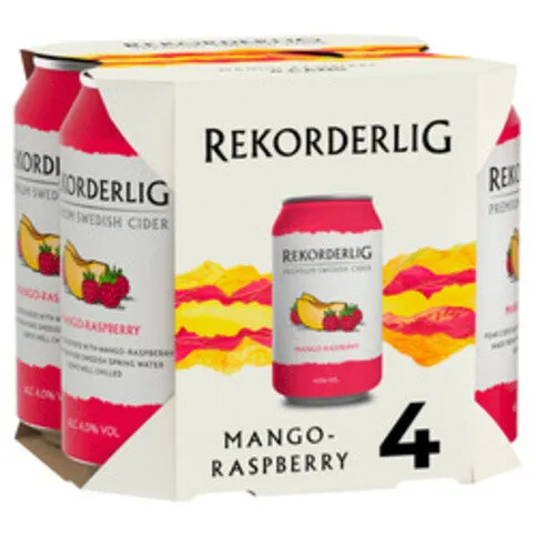 Rekorderlig Premium Swedish Mango-Raspberry Cider 4 x 330ml