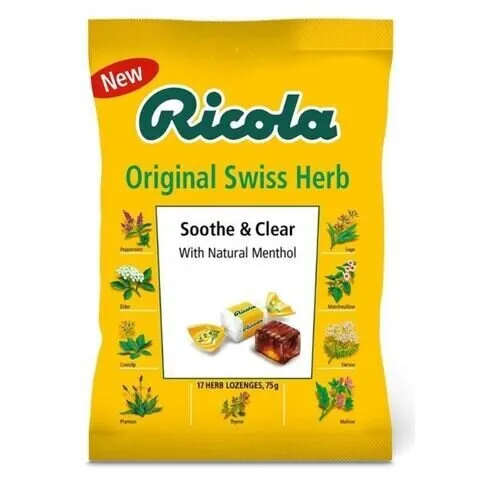 Ricola Soothe & Clear with Natural Menthol 17 Herb Lozenges 75g