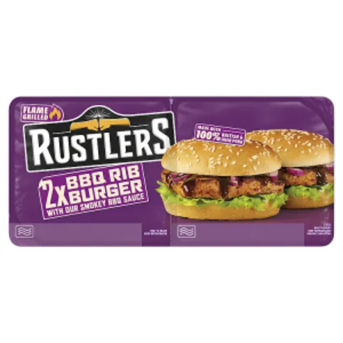 Rustlers 2 BBQ Rib Burger with Our Smokey BBQ Sauce 244g