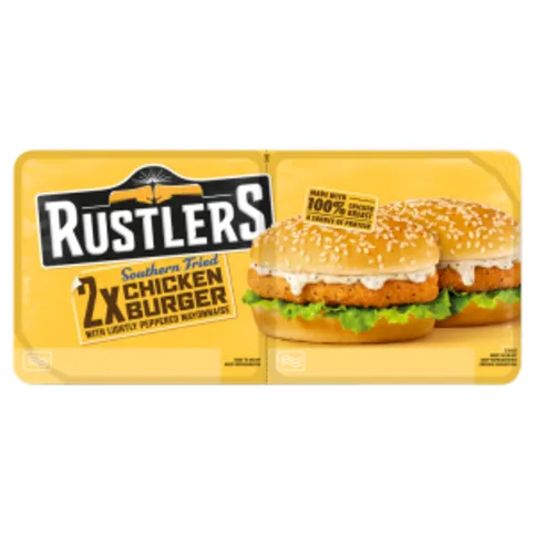 RUSTLERS 2 Southern Fried Chicken Burger with Lightly Peppered Mayonnaise 290g